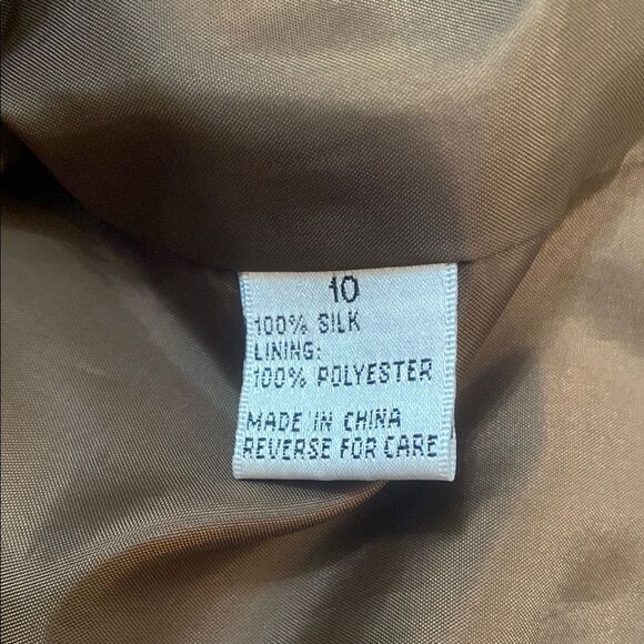 Vintage Dressbarn Brown Caramel Blazer and Skirt Suit 100% Silk - Picture 7 of 14